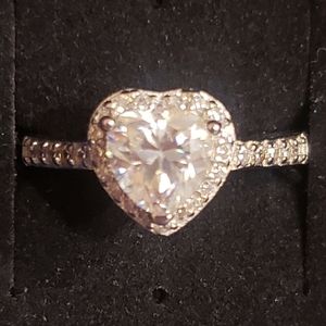 1 CT Heart Shape Certified Moissanite Ring white gold Size 7 adjustable